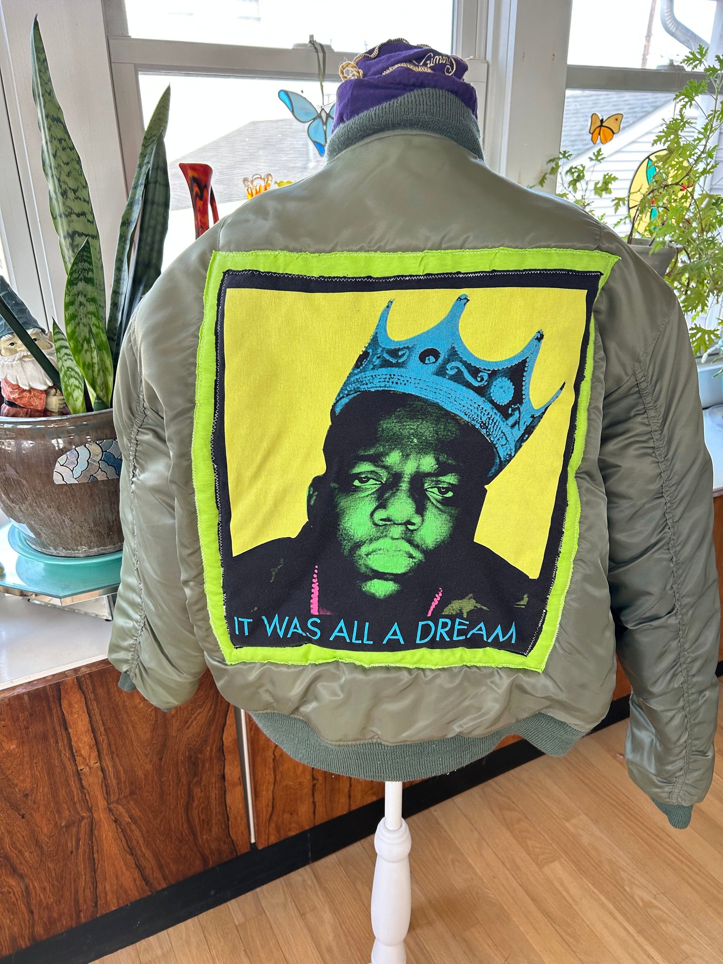 Vintage Military Bomber Jacket Unisex-L- It Was All A Dream
