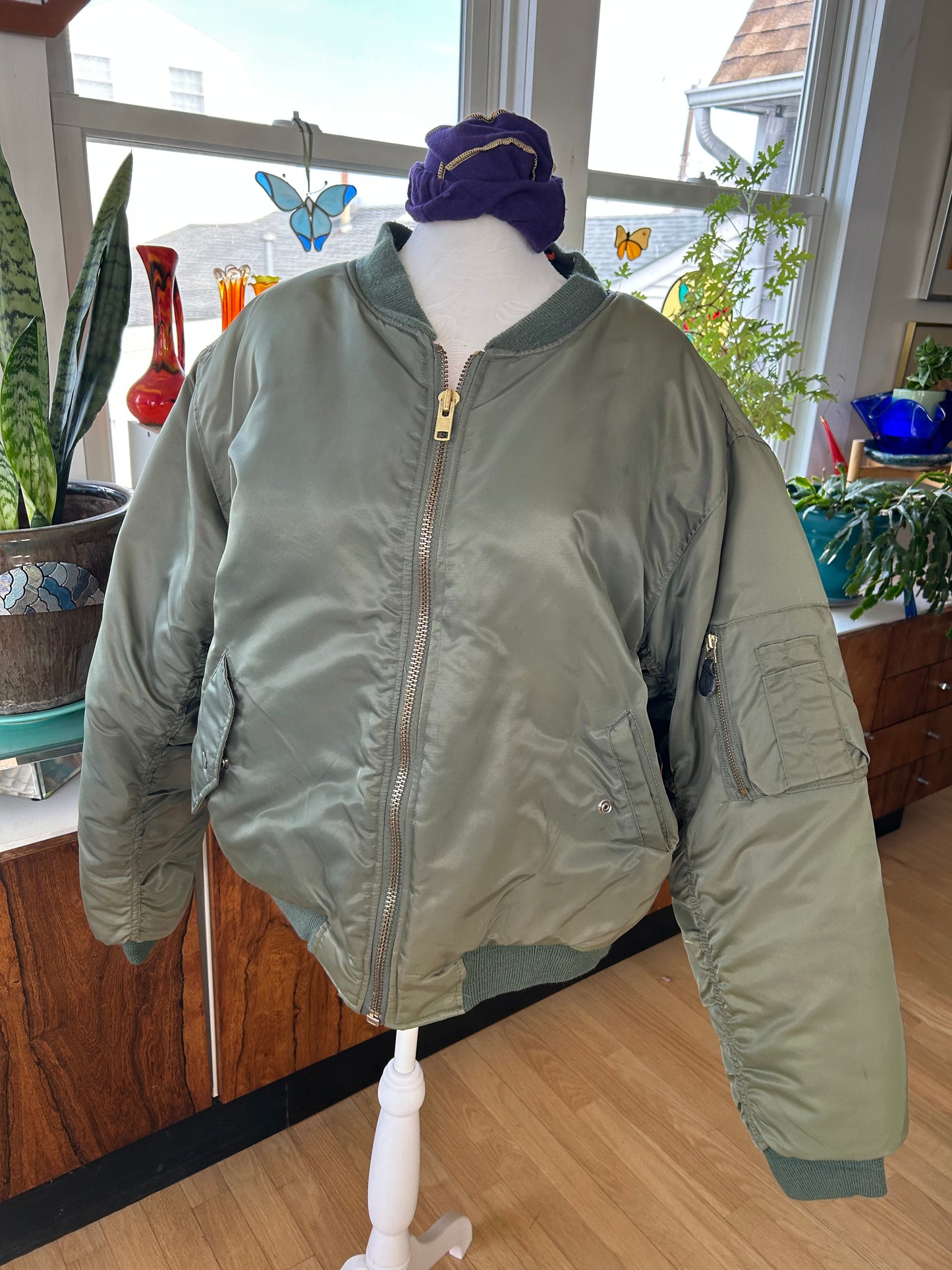 Vintage Military Bomber Jacket Unisex-L- It Was All A Dream