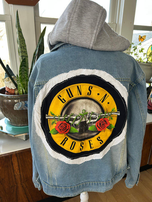 Denim Jacket Hoodie - Women XXL-Guns N Roses