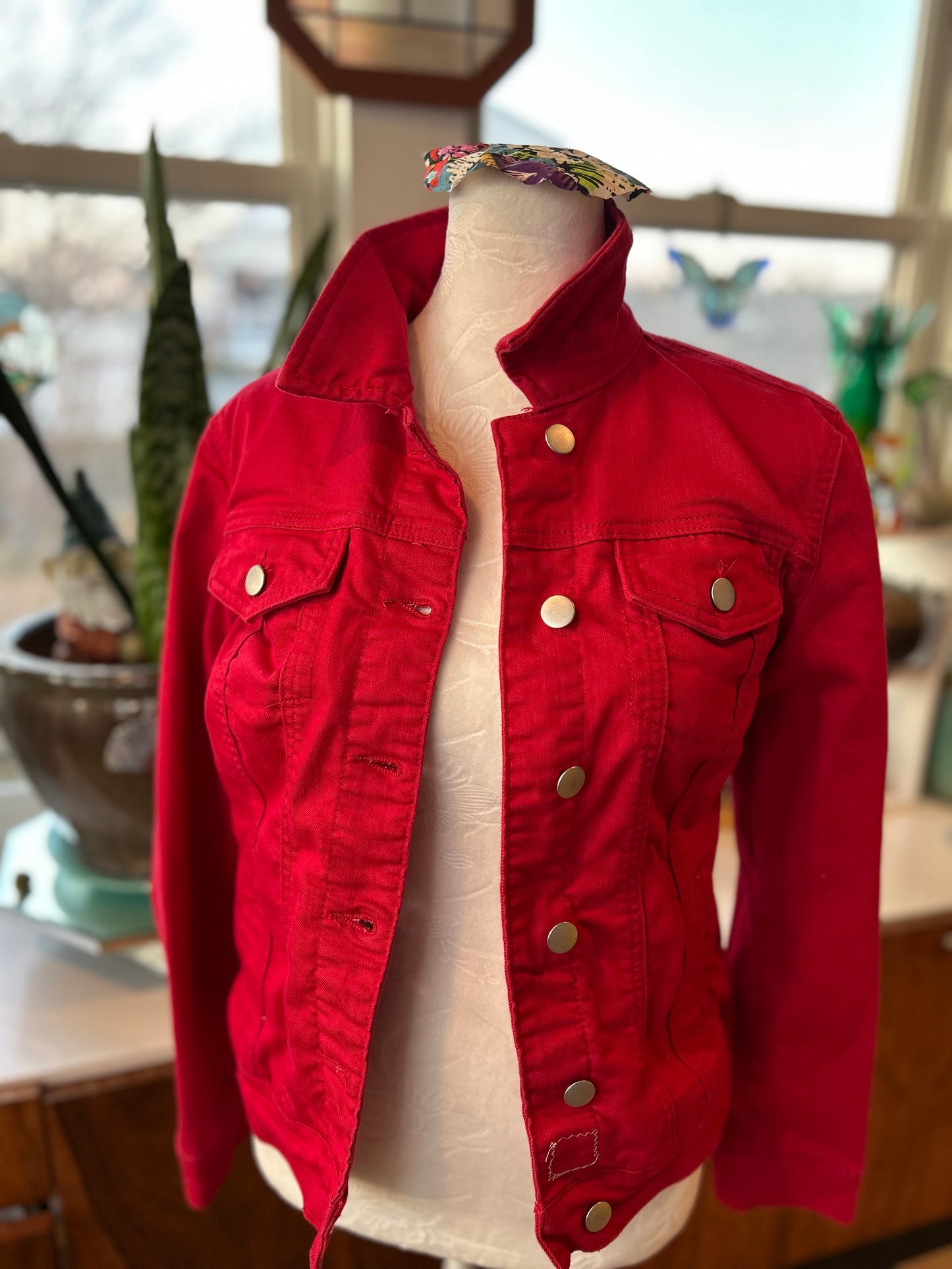 Red Phillies Jean Jacket-Women XSmall