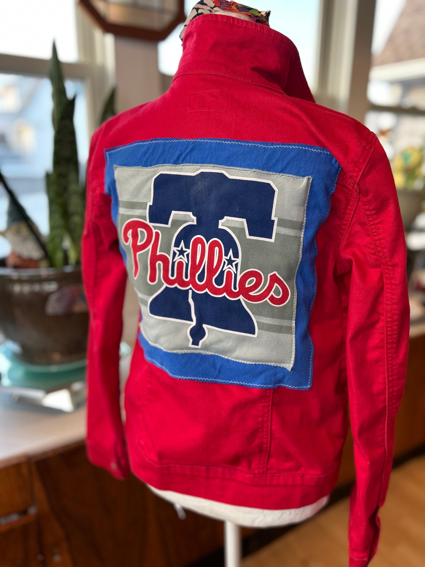 Red Phillies Jean Jacket-Women XSmall