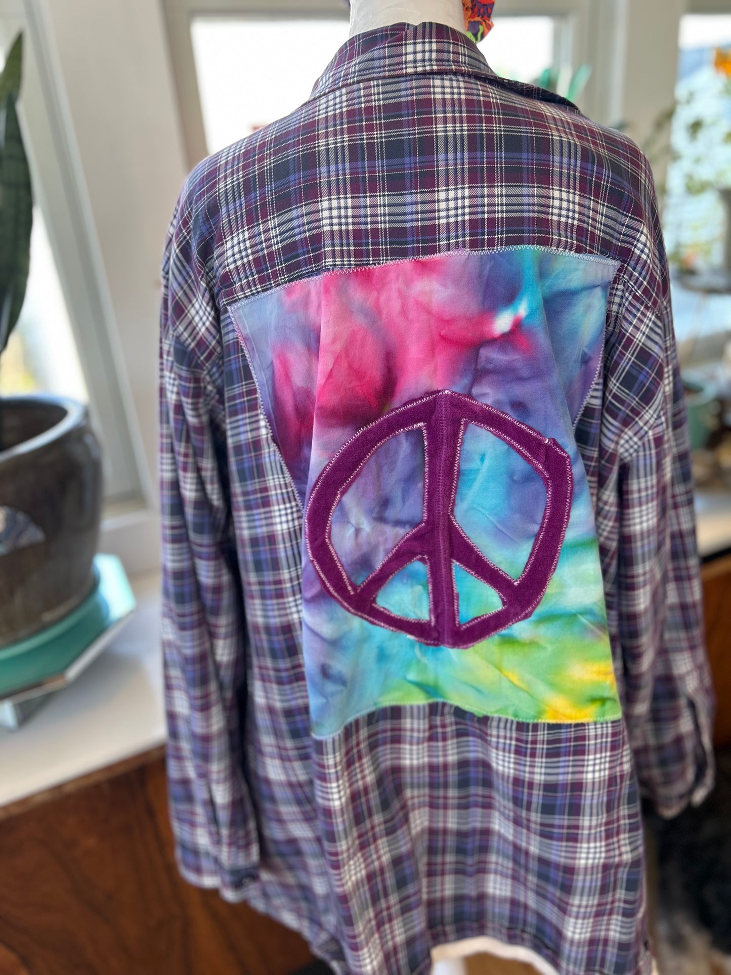 Purple Peace fleece lined Shacket-Uni 3XL