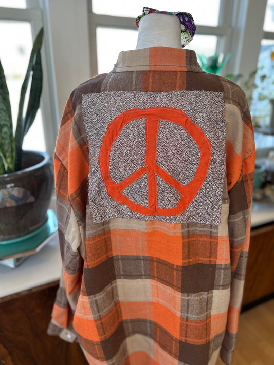 Super soft Peace Flannel shirt-Uni 2X